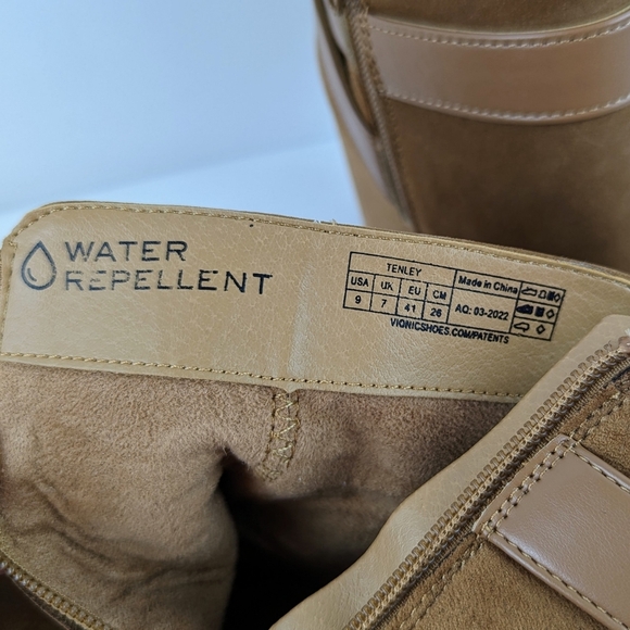 Vionic Tenley Ankle Boot Suede Leather Mid Shaft Zip Closure Toffee 9M NIB - Picture 13 of 15